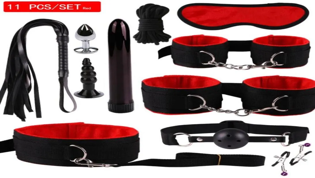 Giocattoli sessuali per donna Giochi per adulti Mano s Frusta Bocca Gag Corda Butt Plug in metallo BDSM Bondage Set Bead Plug anale Vibratore2665653