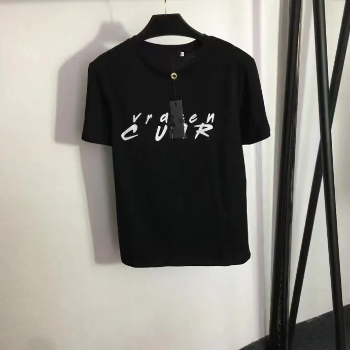 カップル高級デザイナーファッションクルーネックTシャツ2 Cレタープリント100％コットン