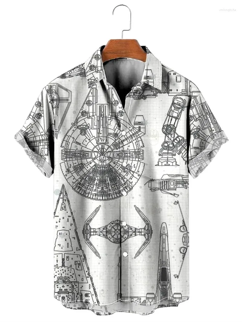 Mens Casual Shirts Vintage Shirt For Men 3D Map Printed Short Sleeve Mane Lapel Button Clothing Fashion Tops Overdimensionerade Tshirt