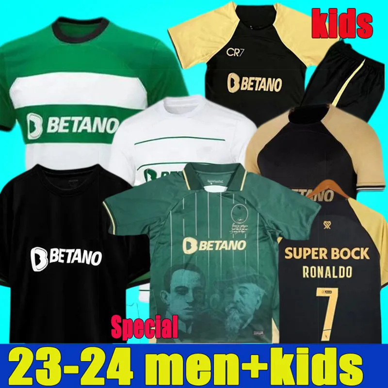 CR7 Sporting 23 24 Lisboa Четвертая специальная футбольная майка CP Anniversary 3 -й Лиссабон Роналду Коутс Матье Йовейн 2023 2024 Мужские детские наборы для футбольной рубашки дома в гостях