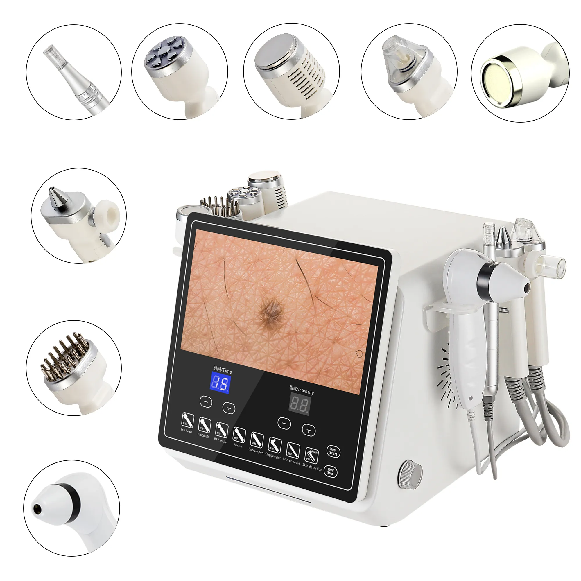 Dermabrasie Machine H2O2 Hydro Gezichtsbehandelingen Met Slimme Huiddetector Diepe Reiniging Professionele 6 In 1 Hydrofacials Machine