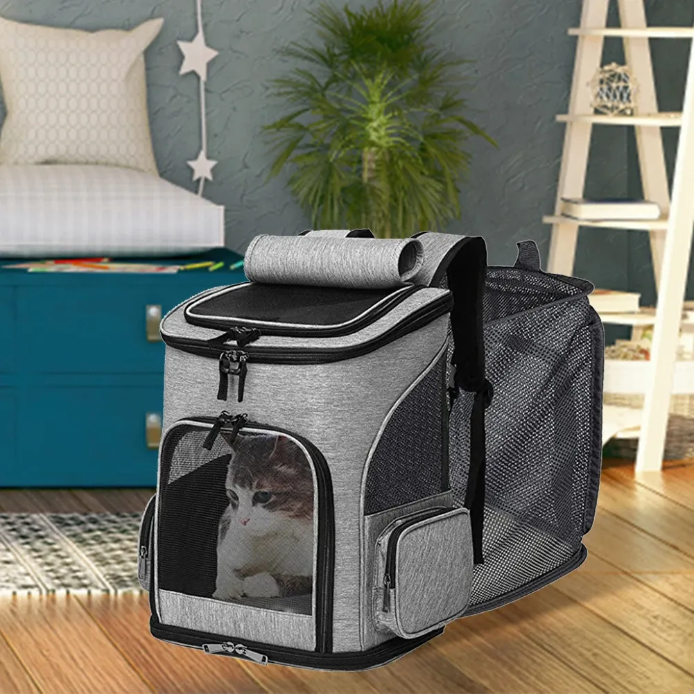 Коляски для кошек, уличный рюкзак, портативная переноска для домашних животных, транспортная дорожная сумка, складная расширяемая большая вместимость, креативные товары для домашних животных