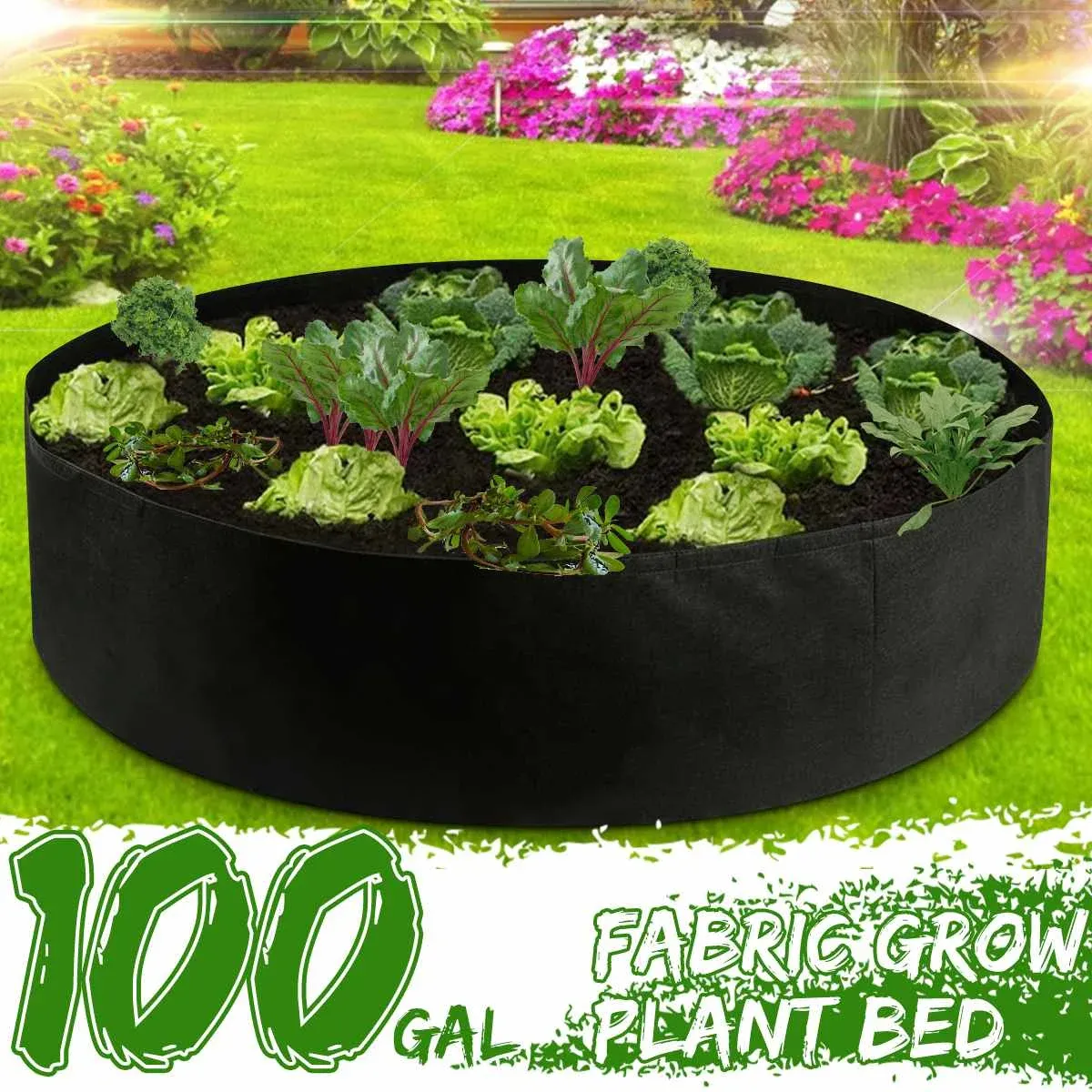Väskor 100 gallon Round Garden Grow Bag Garden Jardin Jardim Jardinage Raised Plant Bed Garden Flower Planter Elevated Vegetable Box