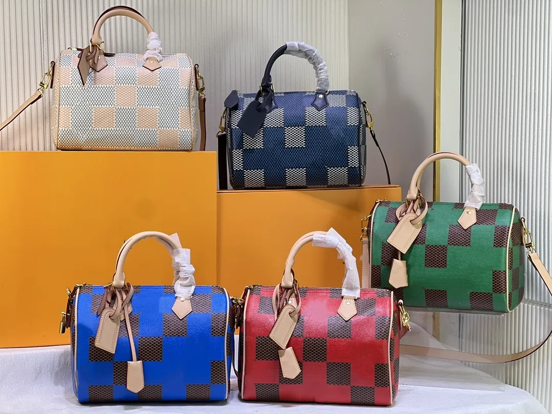 Projektantka worka na poduszki prędkość zakazu Dou Liere 25 torebka N40584 TOTE MĘŻCZYZNA KOBIETA REMPER Crossbody Torby Luksusowe wysokiej jakości Damier Pop Trapezoidalne torebki linii Dhgate