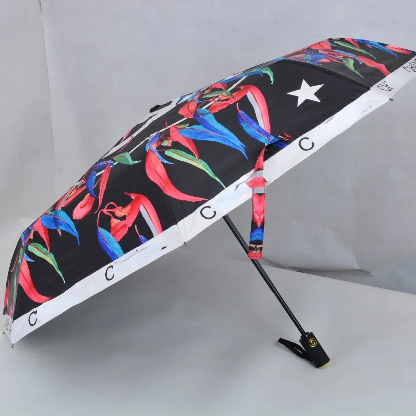 Parapluies de styliste pour femmes, nouvelles couleurs noir et blanc, automatiques, motif coloré et lettres, 2024
