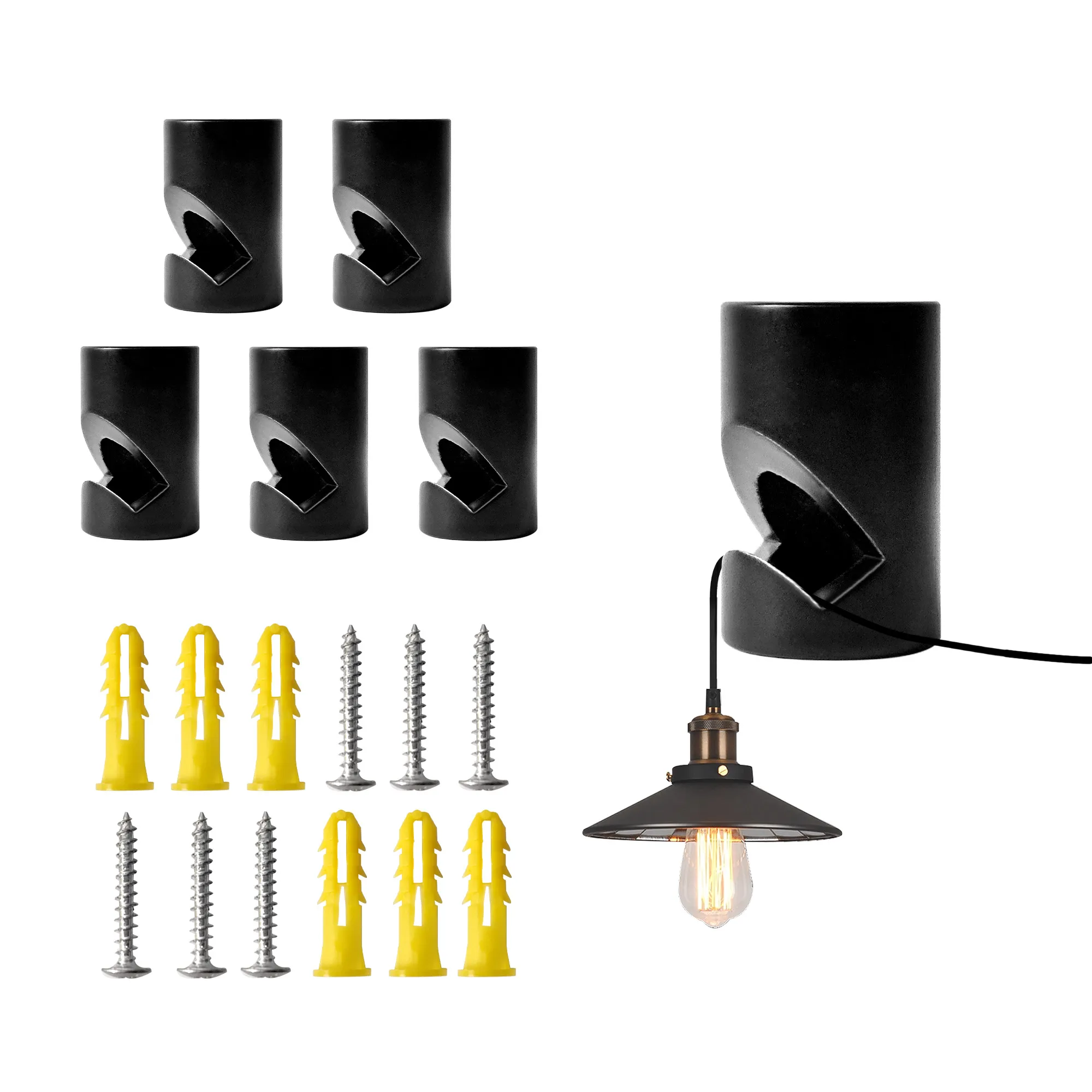 Swag -Haken für Decken Aluminium Hanging Plug in Anhänger Leichte schwarze Deckenhakenkabel Leuchten Leuchte Kordentierer Trockenbaukronleuchter 5mm Open Kit Großhandel