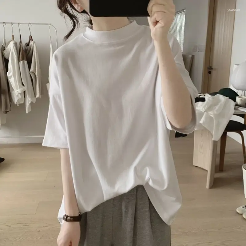 Women's T Shirts Summer Solid Color Fashion Short Sleeve T-Shirts Women High Street Casual Loose All-match Pullovers Elegant Chic Cute Tops