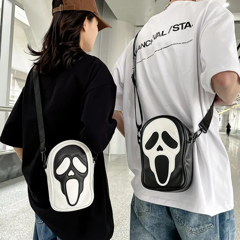 Vintage Korean Shoulder Underarm Funny Halloween Devil Ghost Tote Bag Ladies Bags Leather Purses Bagutte Pu Handbag 240301