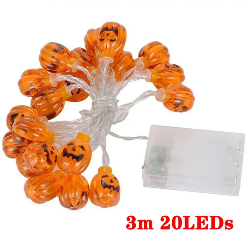  20LEDs String Lights Flashing Battery led light Pumpkin Ghost Skeletons Specter Hanging Horror Halloween Decoration Lighting