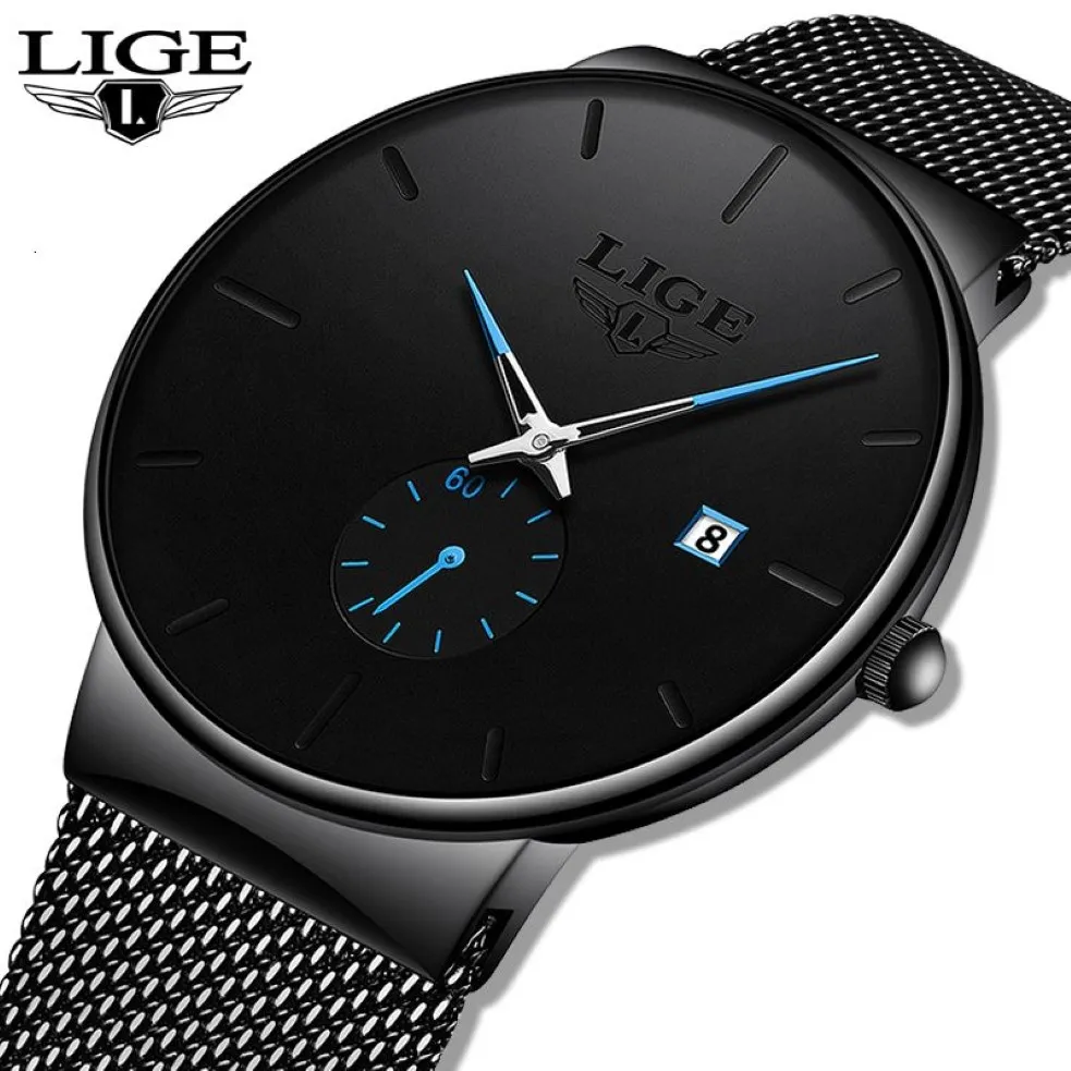 Lige Mens Watches Top Luxury Brand Men Fashion Business WatchカジュアルアナログQuartz Wristwatch防水時計Relogio Masculino C3334