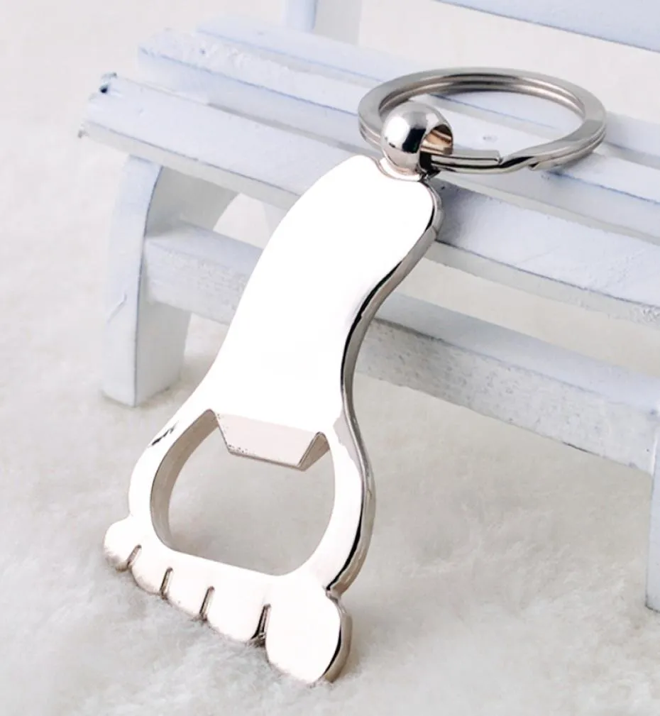 Alliage décapsuleur porte-clés petits pieds porte-clés sac pendentif faveurs de mariage bébé douche fête cadeau porte-clés Ring5131653