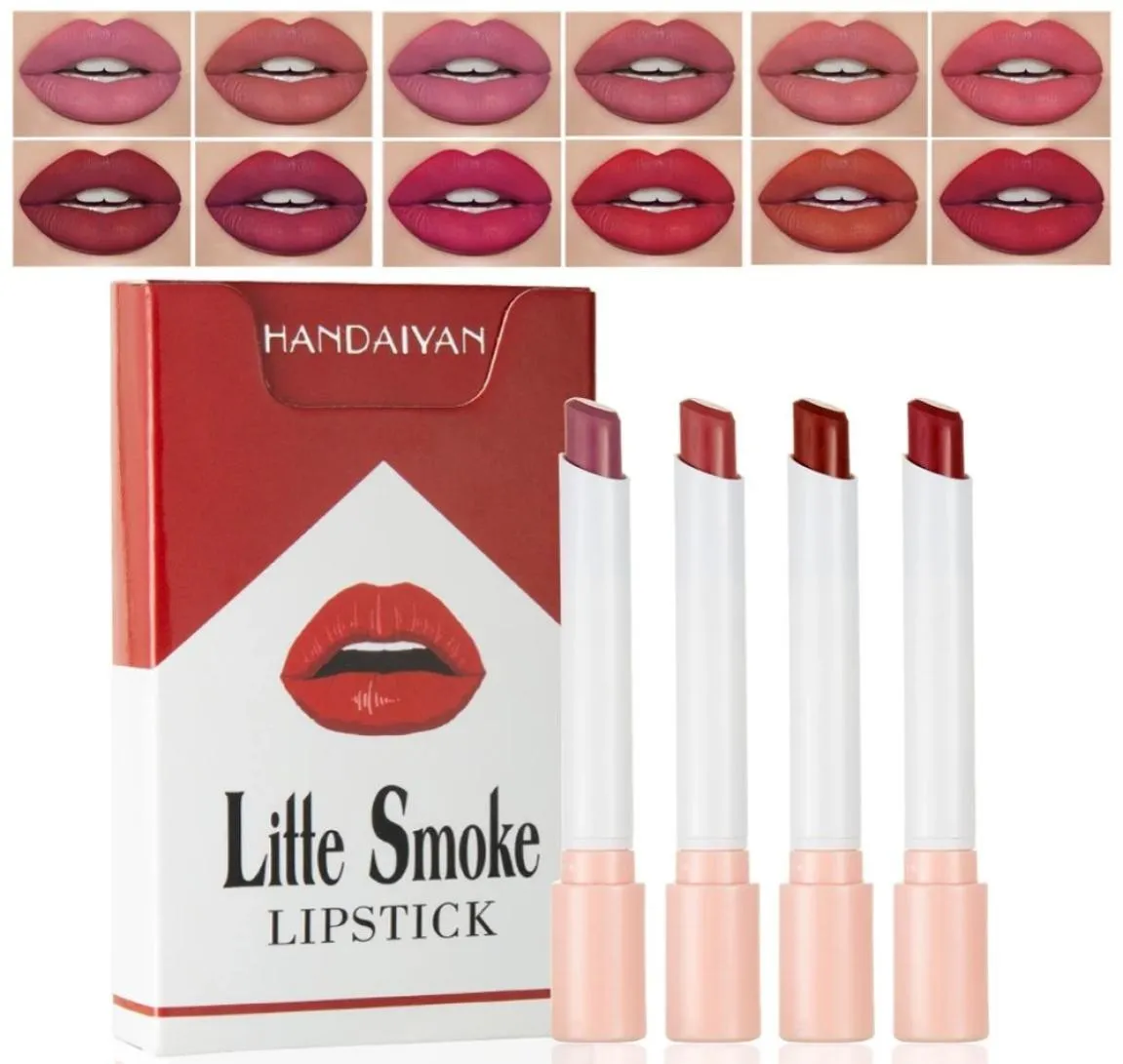 Conjunto de batom de cigarro fosco Handaiyan Conjunto de caixa de bastão de fumaça de veludo de longa duração Sexy Rouge A Levre8423468