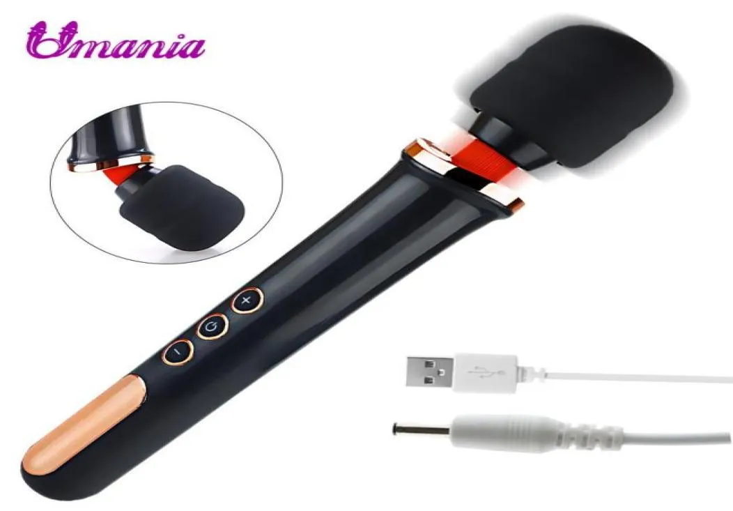 5 hastigheter 10 lägen g Spot Vibrator enorm kvinnlig AV Magic Wand Massager Sexprodukter USB Laddar vibratorer Sexleksaker för kvinnor Y19072413295