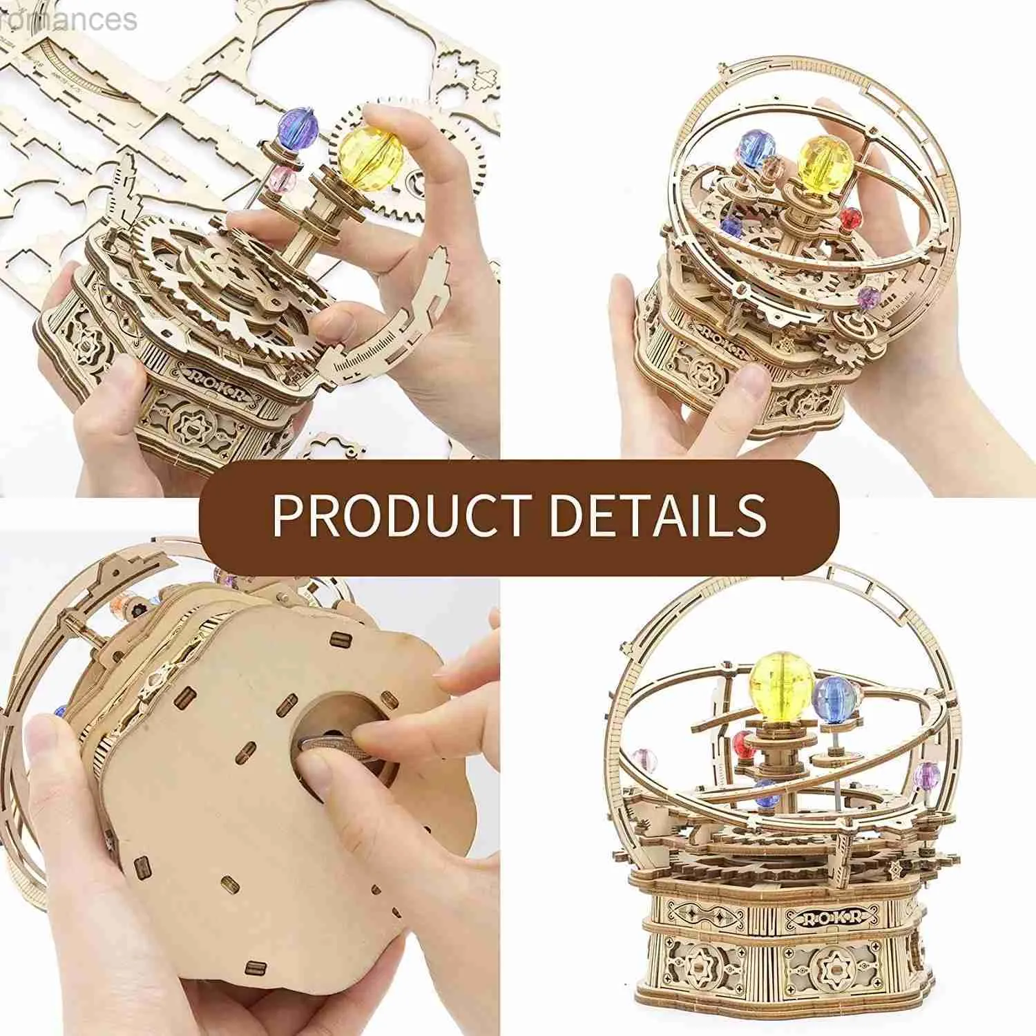 3D Buzzles DIY Wood Music Box Kit 3D Wooden Puzzle Trotatable Starry Night Assembly Jigsaw Toy Gift For Girlfriend زوجة 240314