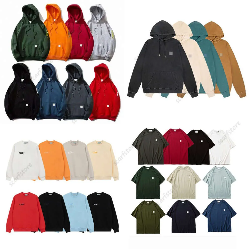 Mens Hoodie Sweatshirt Carhart Tasarımcısı Hoodie Kazak Ceket Kapşonlu Gevşek Hip Hop Uzun Kollu Baskı Giyim Carharttlys Kısa Kollu Gömlek