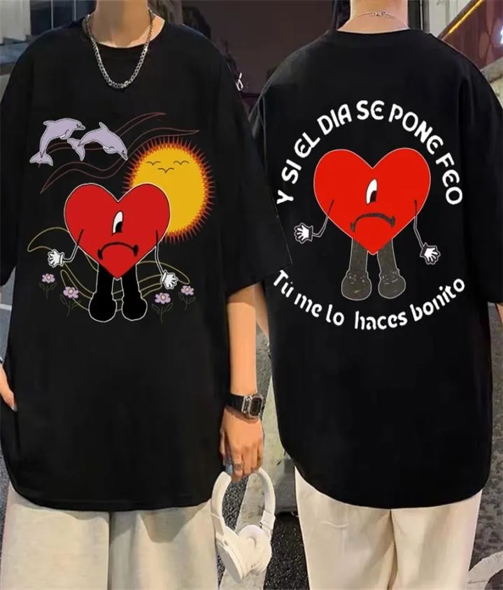 bad bunny un verano sin tiミュージックアルバムtshirts y si el dir se pone feo tu me lo haces bonito love yeasグラフィックプリントTシャツmen 224311986