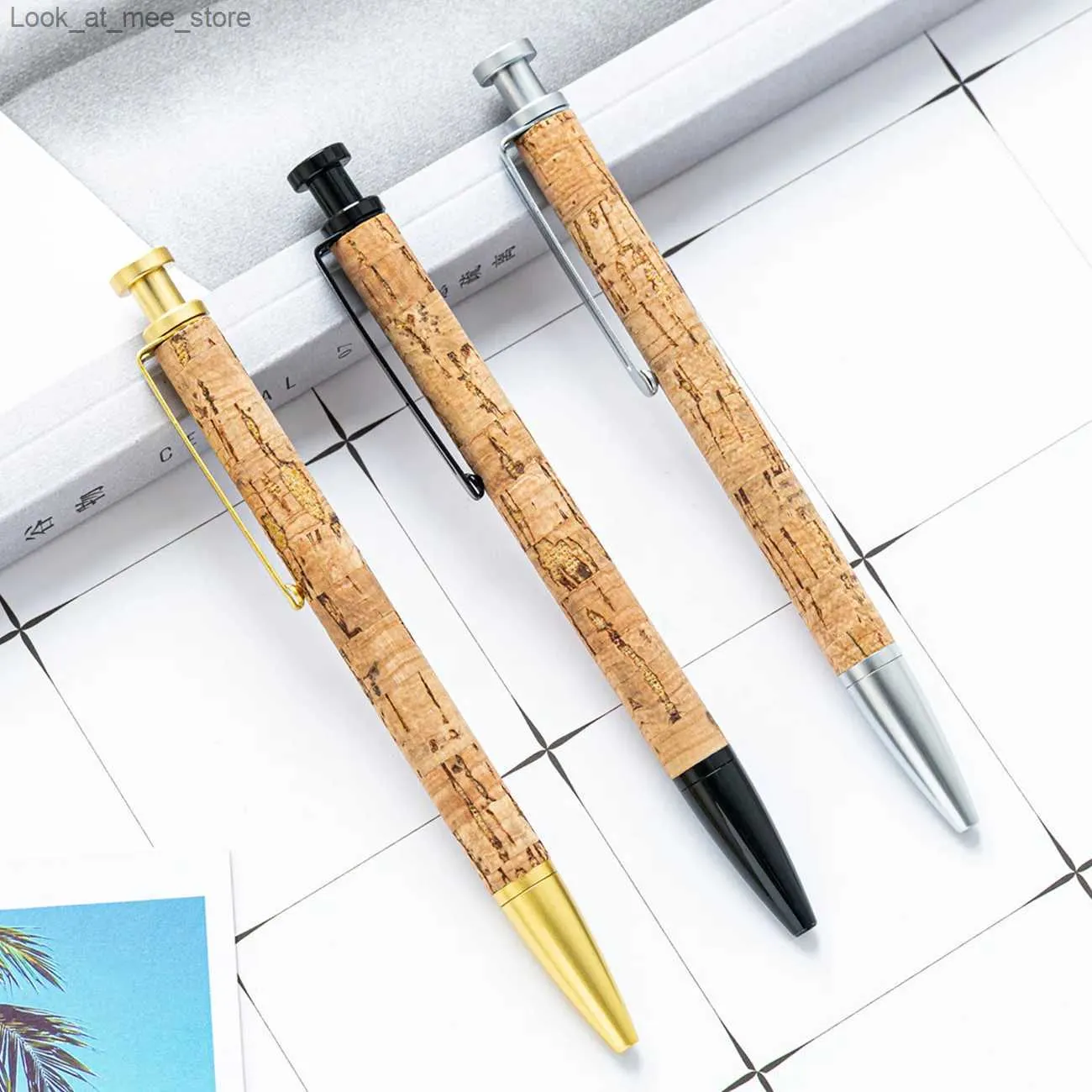 Fountain Penns Fountain Pennor Soft Wood Metal Ball Point Pen Pen för att skriva anpassad personlig Ball Point Pen Stationery Studenter levererar Business Gift Q240314