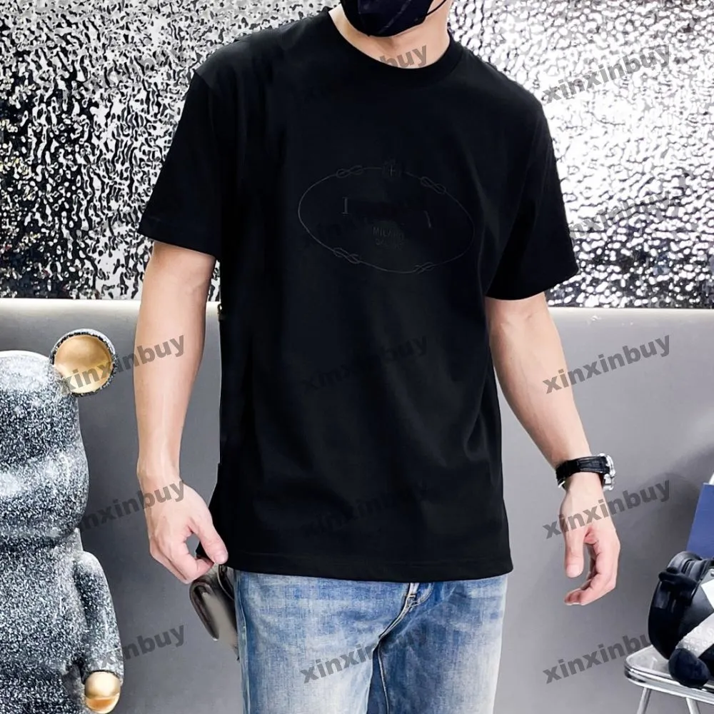 xinxinbuy Männer Designer T-Shirt 2024 Mailand Brief Stickerei Kurzarm Baumwolle Frauen grau schwarz weiß XS-2XL