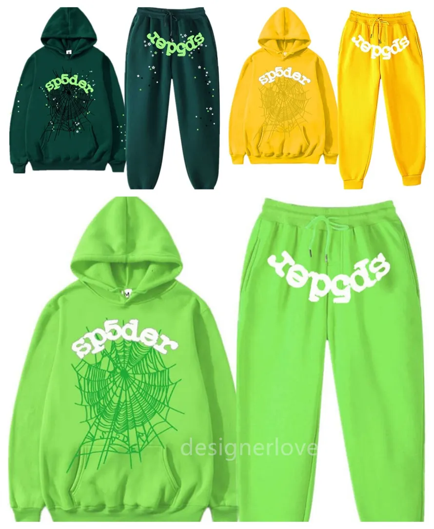 Sp5der hoodie designer hoodies för män spindel huva matchande set kvinnor spårdräkt grafiska mönster 555 y2k grå svart blå rosa byxa mens hoodie och byxor set