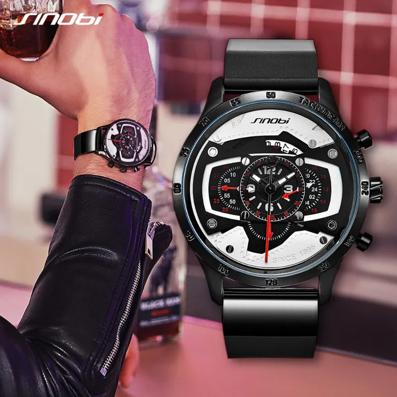 cwp SINOBI Car Speed Sports Mens Watches Creative Men Punk Waterproof Quartz Military Reloj Hombre Racing