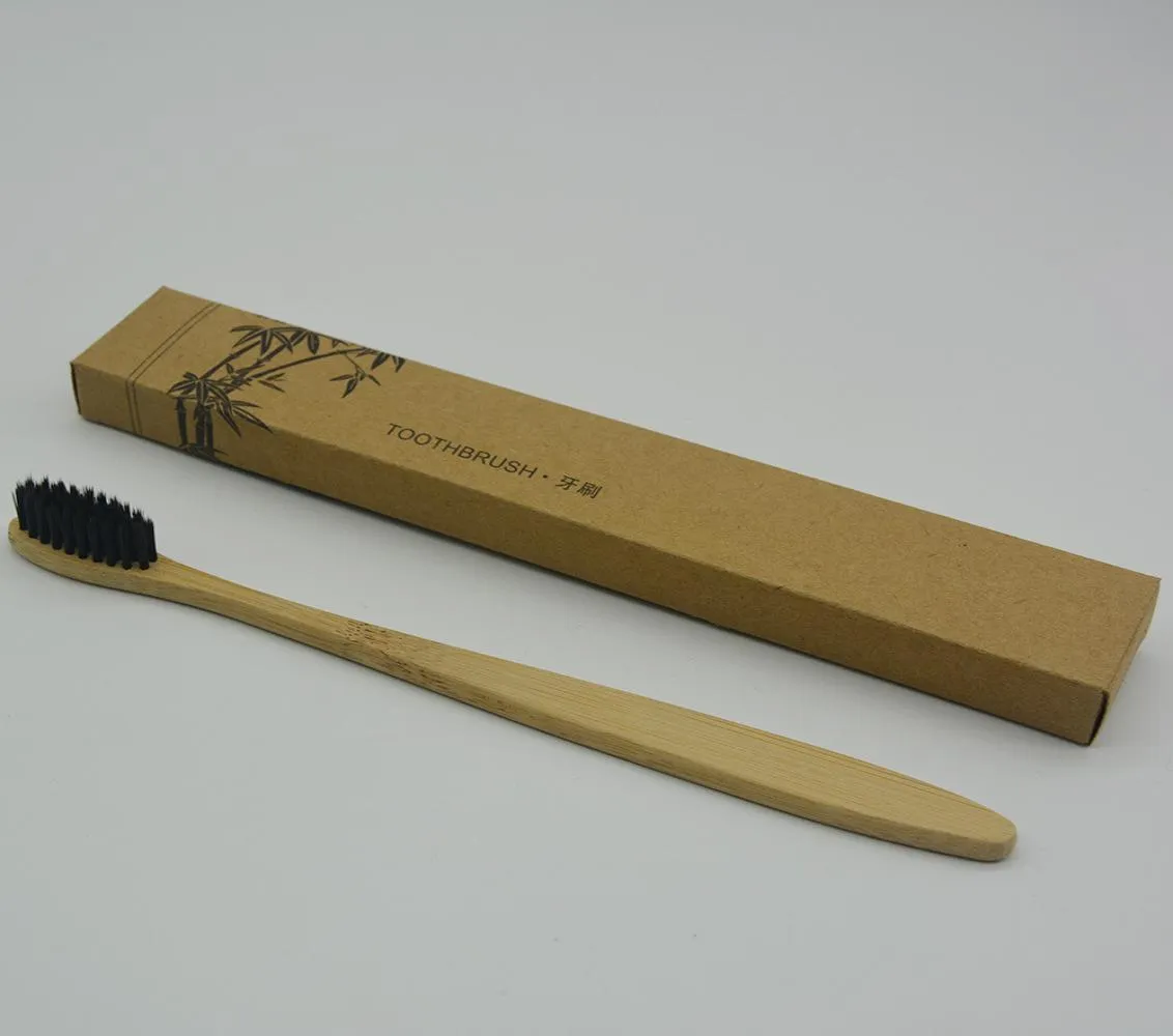 Brosse à dents en bois écologique brosse à dents en bambou fibre de bambou souple manche en bois à faible teneur en carbone écologique pour adultes Oral8863453