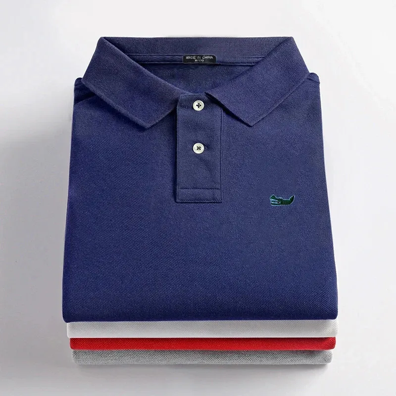 100% Cotton Spring Autumn High Quality Mens Long Sleeve Polo Shirt Casual Brand Fashion Lapel Male T-Shirt Topps S-4XL 240301