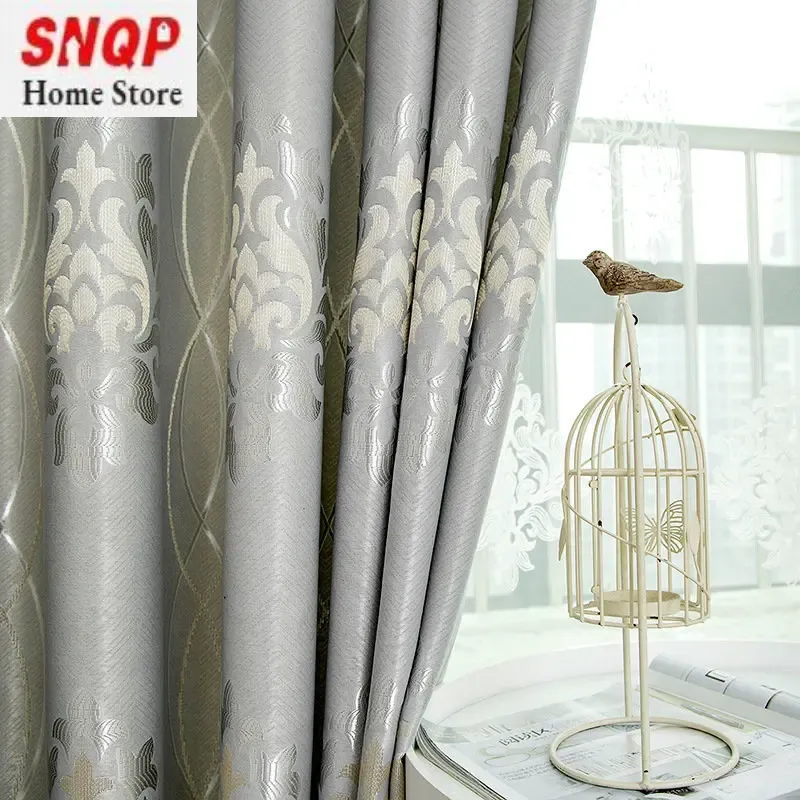 Curtains European Silver Shading Blackout Curtains for Living Room Bedroom Dining Elegant Embroidery Thickened Fashion Simple Decoration