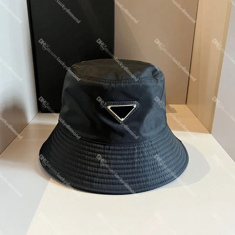 Canvas Fisherman Hats Triangle Badge Bucket Hats for Women Black Men Sun Protection Cap