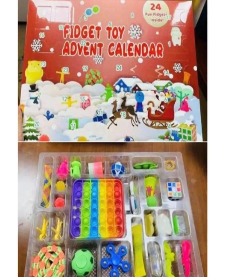 50%zniżki na kalendarze adwentowe Święta 24 dni Countdown Blind Mystery Box Sensory Finger Toys Lucky Boxes Dzieci Push Popper Ottie1653128