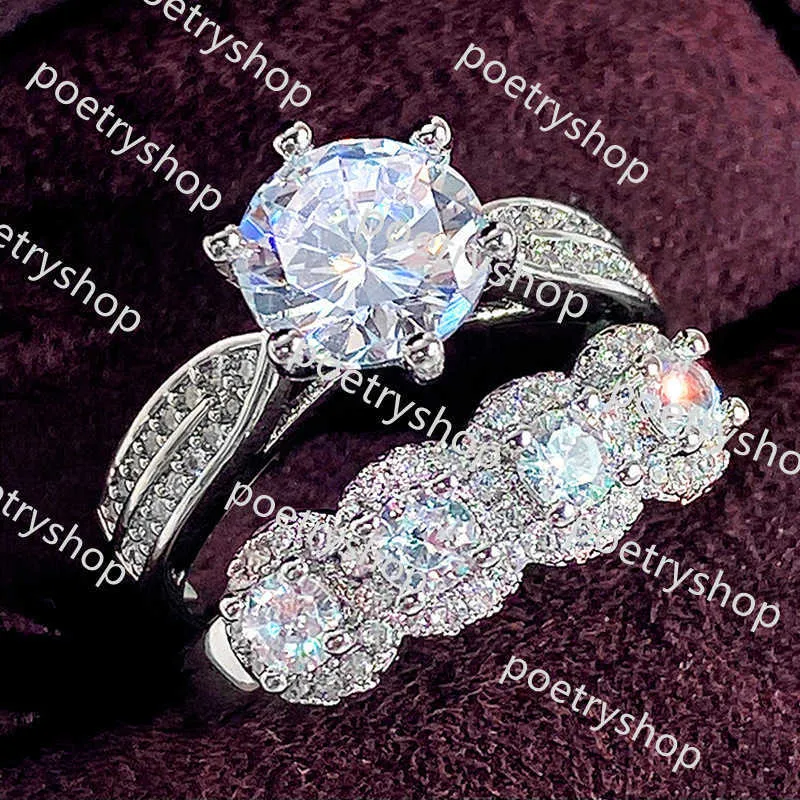 Band Rings 2024 Wedding Rings Handmade Luxury Jewelry 925 Sterling Silver Round Cut Top Sell 5A Cubic Zircon CZ Diamond Gemstones Party Women Engagment Bridal Ring