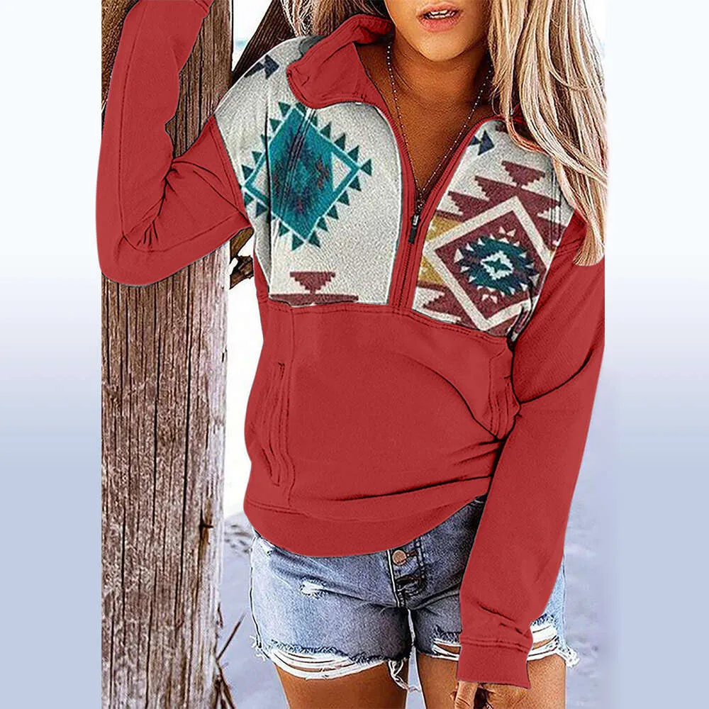 디자이너 여성용 까마귀 레트로 인쇄 유럽 및 미국 지퍼가있는 포켓 여성용 까마귀 패션 및 레저 여성용 까마귀 여성 후드 셔츠 8pix