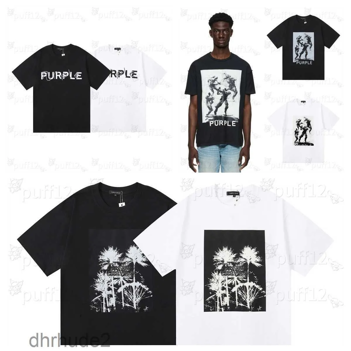 T-shirt violet Hommes Designer T-shirt Été Lâche Mode Hommes et Femmes T-shirt de luxe High Street Alphabet Imprimer 100% coton Chemise à manches courtes de haute qualité B6P0