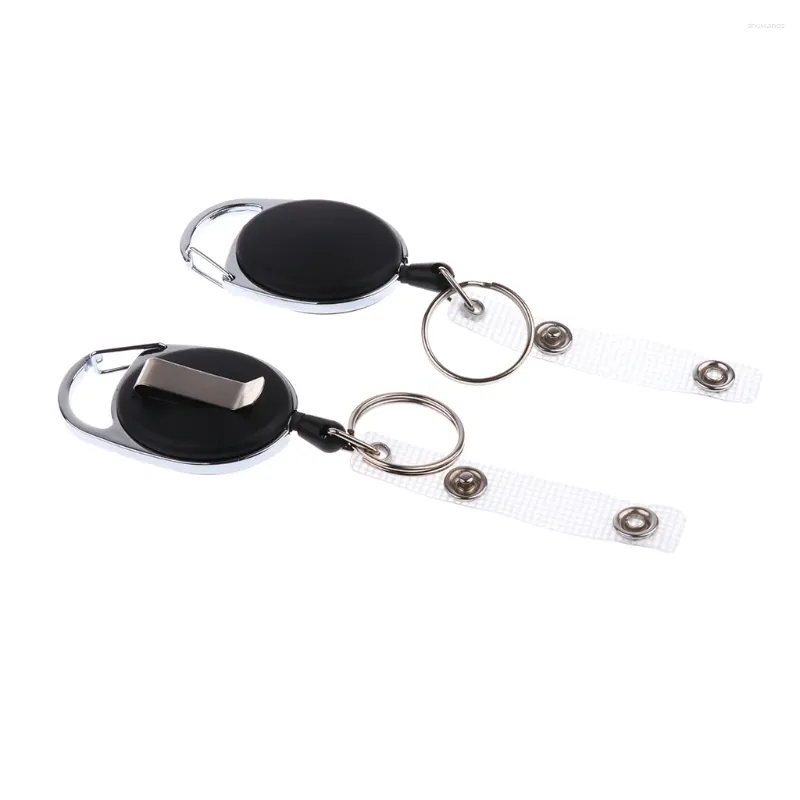 Chaveiros 2pcs porta-chaves retrátil com clipe de cinto de metal grandes cartões ou unidades flash USB