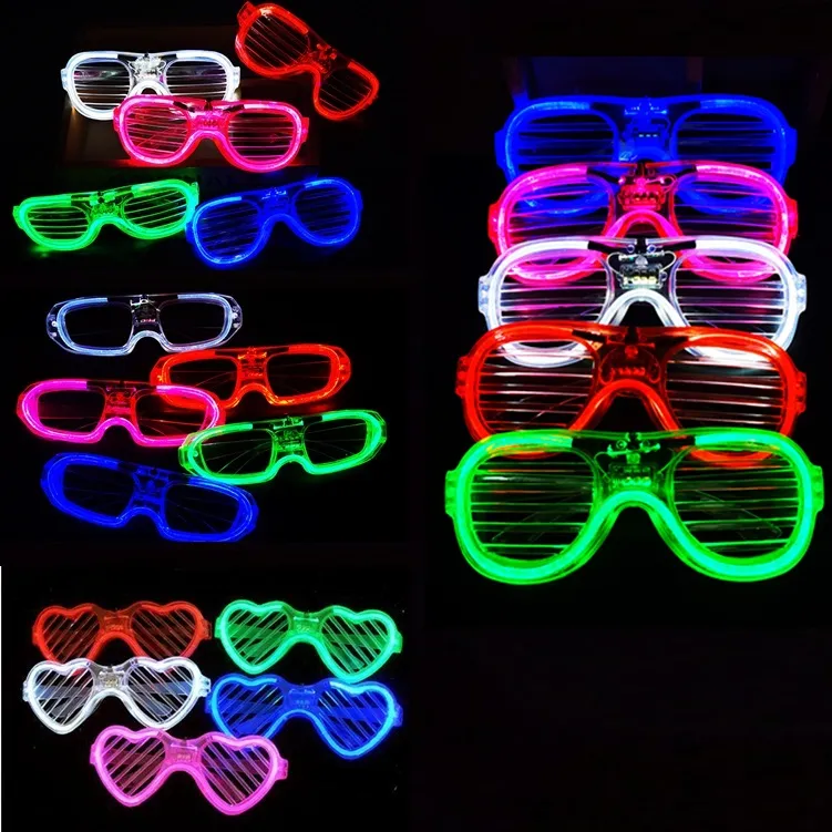 Fête faveur lunettes de lumière LED clignotant en forme de coeur lunettes de soleil Flash danses lunettes lumineuses Festival décoration cadeaux LT839