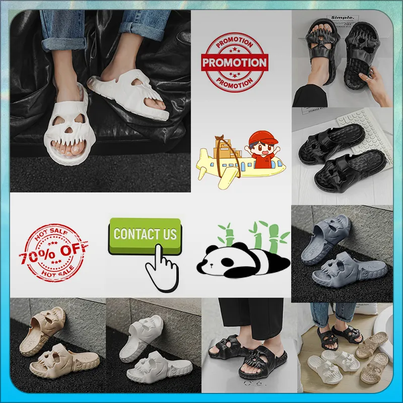 Designer Casual Platform Skeleton Head Funny One word Drag slippers summer sliders men women rainbow slides sandals sandals soft thick cushion slide GAI