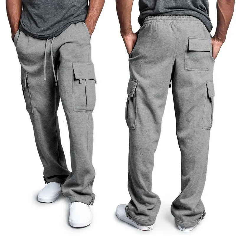 Mens jogging sweatpants casual correndo preto ginásios jogger calças de pista com cordão calças de carga corredores streetwear esporte calças 240314