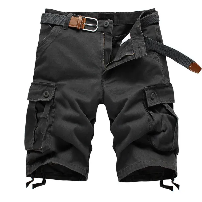 Sommer Herren Multi Pocket Military Cargo Shorts Mode Männlichen Baumwolle Khaki Herren Taktische Shorts Kurze Hosen Streetwear 240312