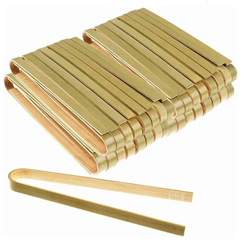 Мини-бамбуковые щипцы, 4-дюймовые одноразовые экологически чистые принадлежности, зажим для тостов, суши, щипцы для барбекю, 240304