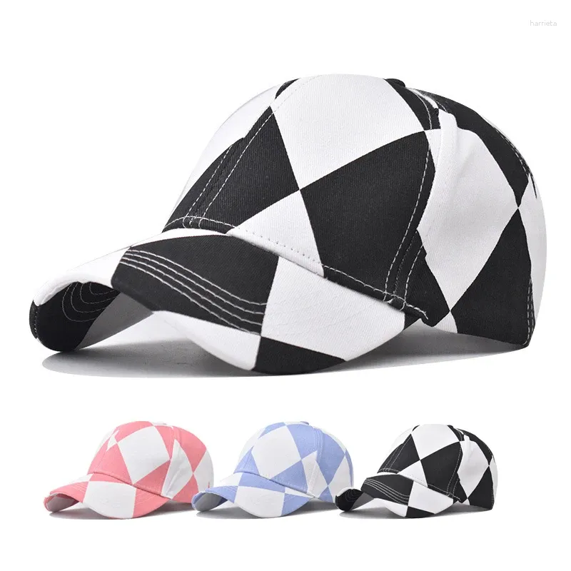 Casquettes de baseball Casquette de baseball Snapback Chapeau Fille Noir et Blanc Carrés Motif Soleil Printemps Automne Hip Hop Ajusté