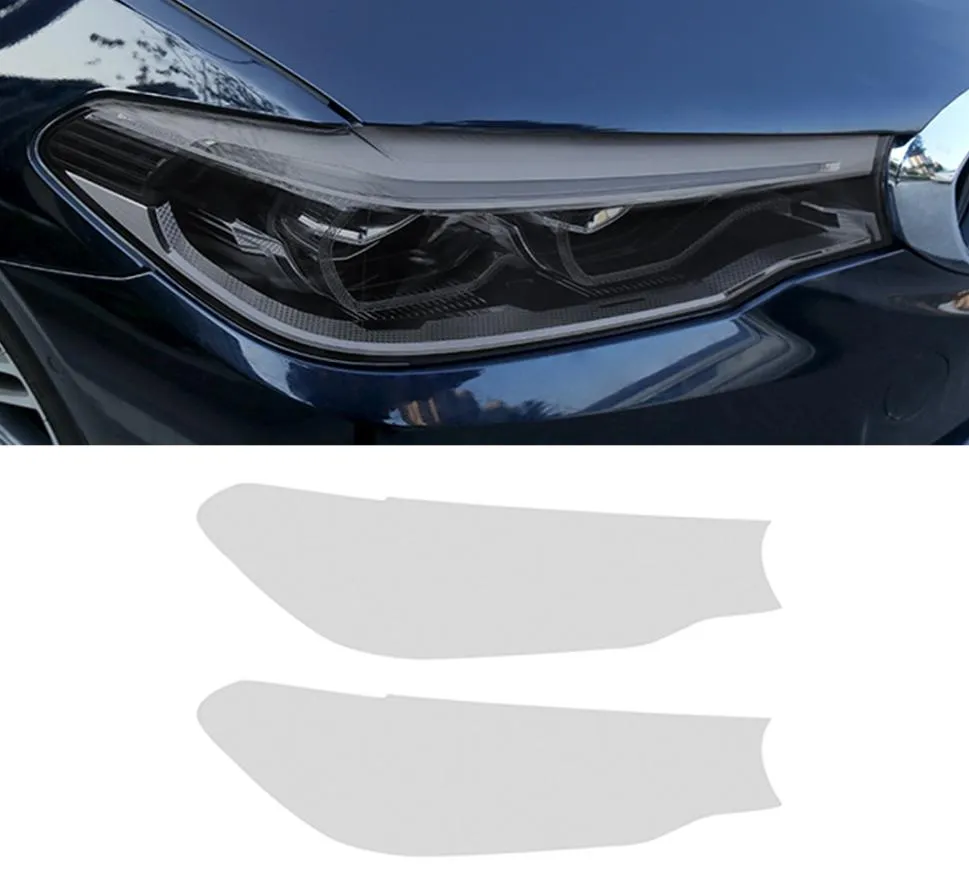 Biltillbehör strålkastare Front Light Lamp Film Protector Cover Trim Sticker Exterior Decoration för 5 Series G30 2017-20208202674