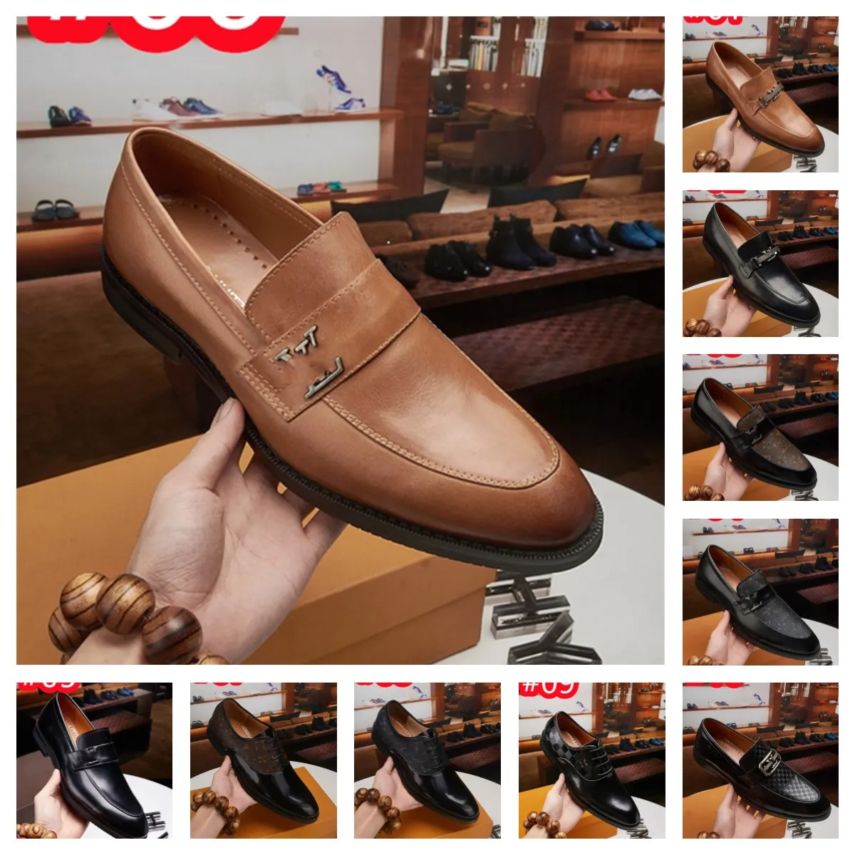 40Style New Casual Business Men Designer Shoes Slip-On Patent Leather Shoes for Men Slip-On Daily Loafers Male Light Shoes Spring/Autumn Size 6.5-12