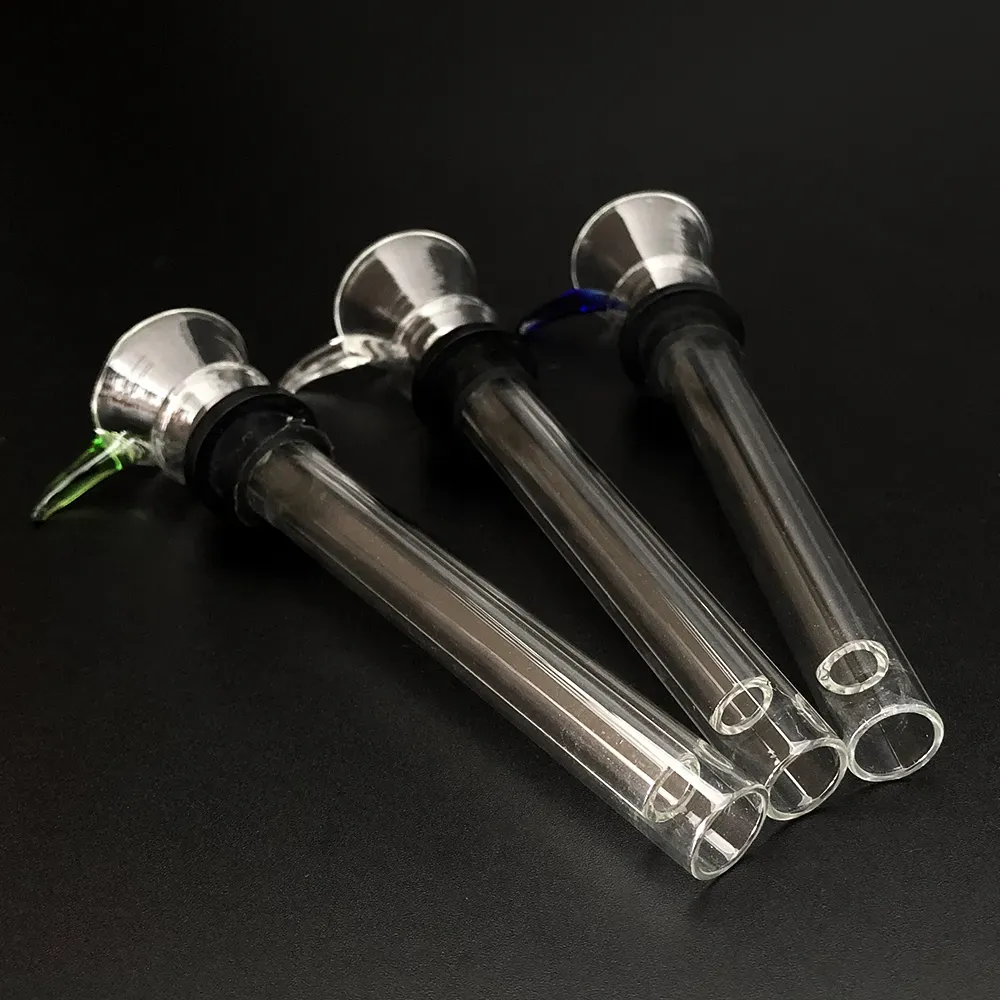 Glass Male Slides and Female Stem Slide Funnel style with black rubber Simple downstem for water pipe glass bongs