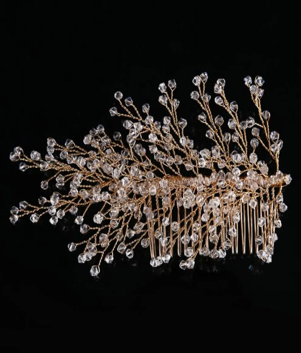 Pentes de cabelo para casamento de noiva, pente de cabelo de cristal, fio de cobre, pentes de ouro, acessórios de cabeça para meninas, vestidos de véu de casamento, acesso para cabelo 5798686