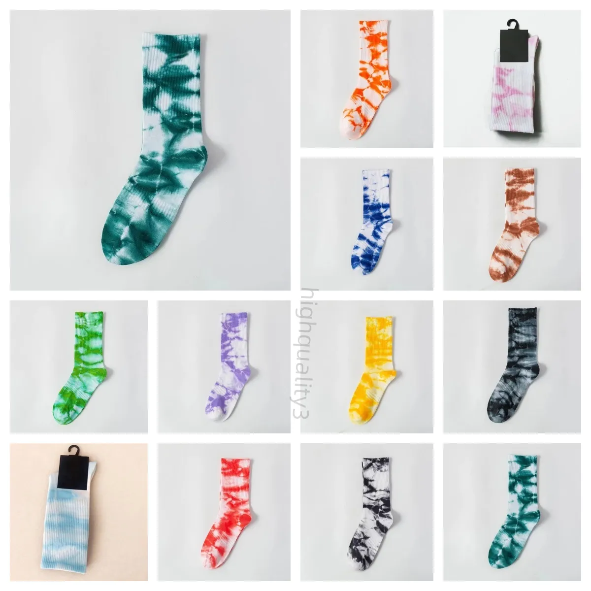 Meias Mulheres Mens Tie Dye Impressão Street Impresso Algodão Hiphop Sport Sock para Homens Mulheres Alta Outono Winter11