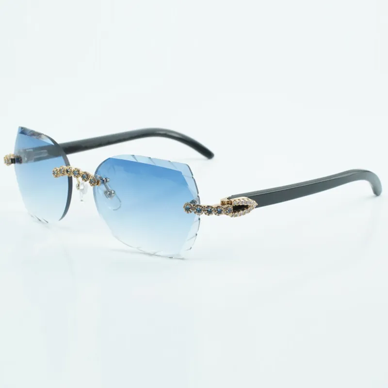 fashion cut lens blue bouquet diamond 8300817 with natural black buffalo horn arm size 18-140 mm