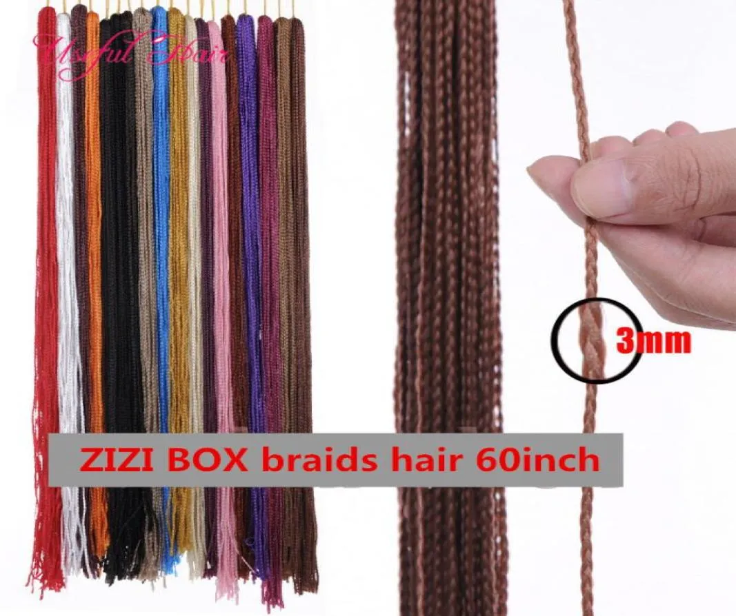 Moda 60 pollici lunghi ZIZi trecce all'uncinetto capelli trecce sintetiche micro box trecce estensioni dei capelli all'uncinetto marley per nero wom8007107