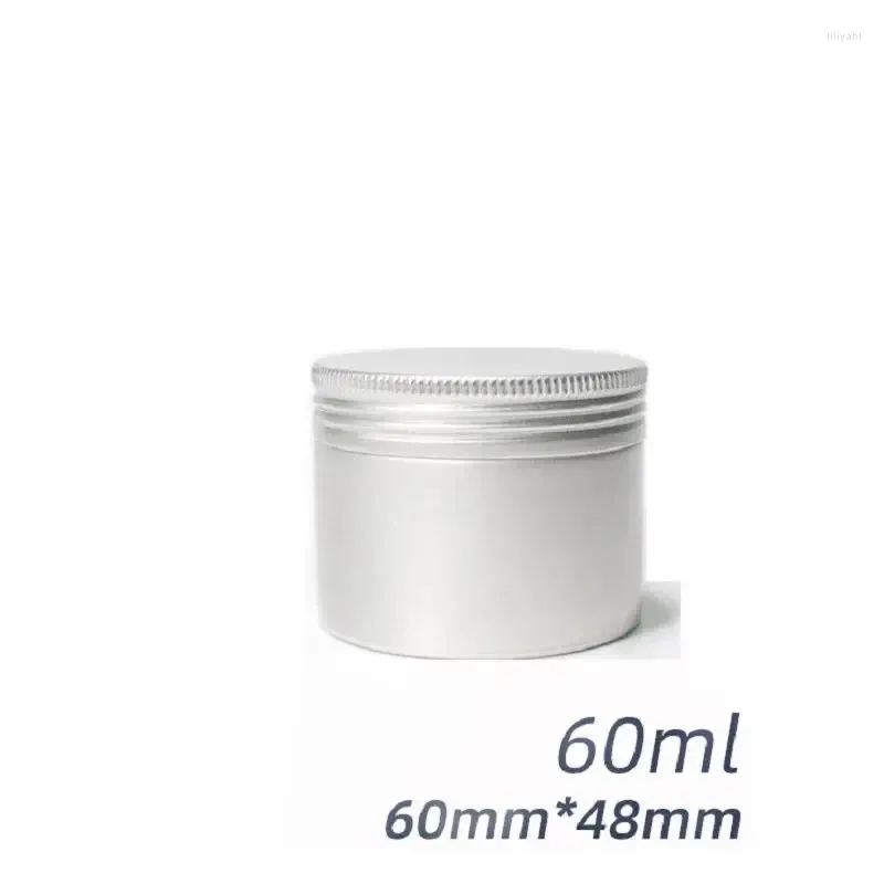 Bouteilles de stockage 60ml Conteneurs en aluminium Couvercle à vis Vide Fleur Thé Pots de bonbons Pots de crème cosmétique en métal Argent Accessoire Bougie Boîtes Boîtes