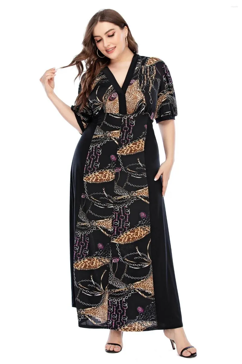 Ethnic Clothing Stylish Bohemian Maxi Dress For Plus Size Women Quality Female Sexy V-neck Long Skirt Muslim Kaftan Islamic Abaya Dresses