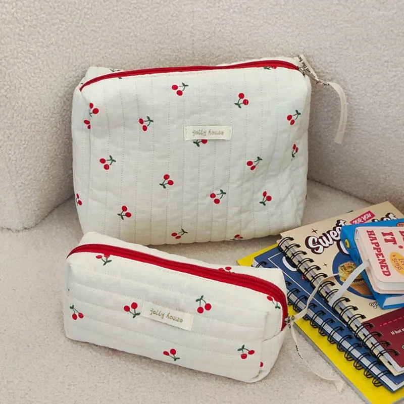 Kozmetik Çantalar 3pcs Kapitone Çanta Makyaj Seti Pamuk Organizatör Depolama Çantası Kadınlar ve Kızlar