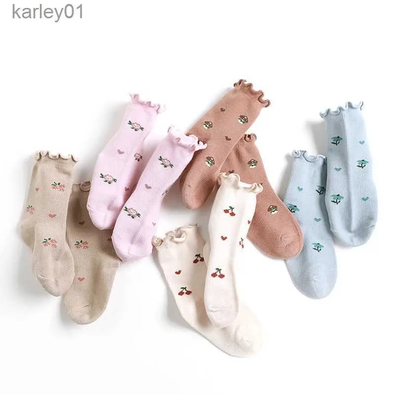 Kids Socks Ladka 0-5T 5Pairs/set Kids Girl Socks Cotton Print Baby Socks for Girls Fashion Soft Toddler Childrens Sock Spring Autumn New yq240314
